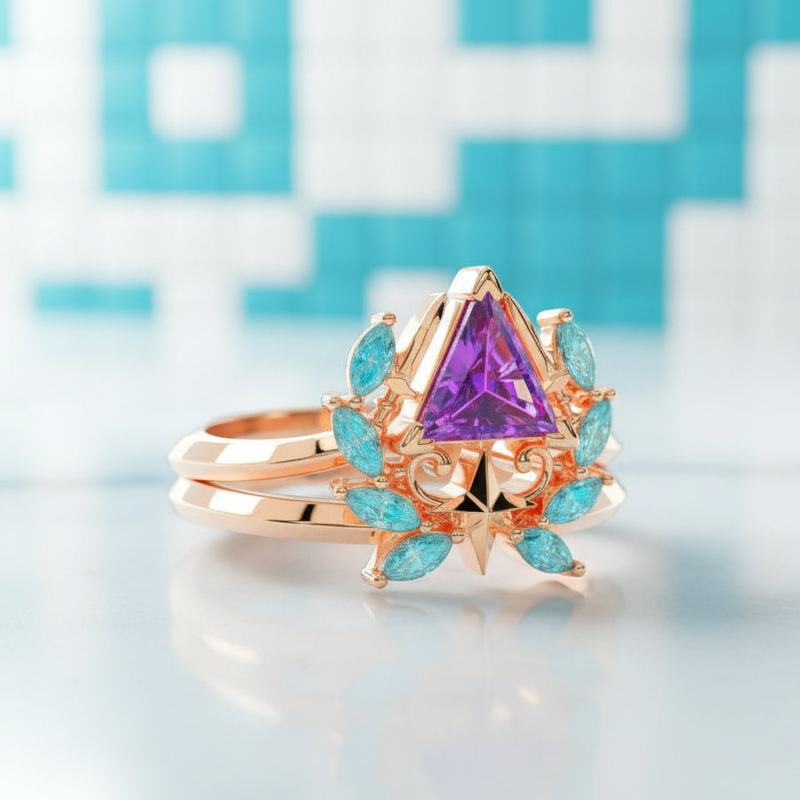 Amethyst Birthstone Ring Set in 14k Rose Gold-Evani Jewelry