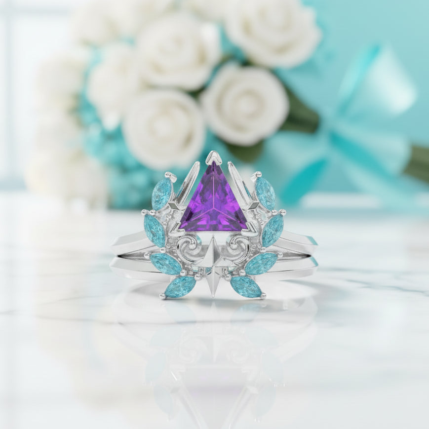 Amethyst Birthstone Ring Set in 14k Rose Gold-Evani Jewelry
