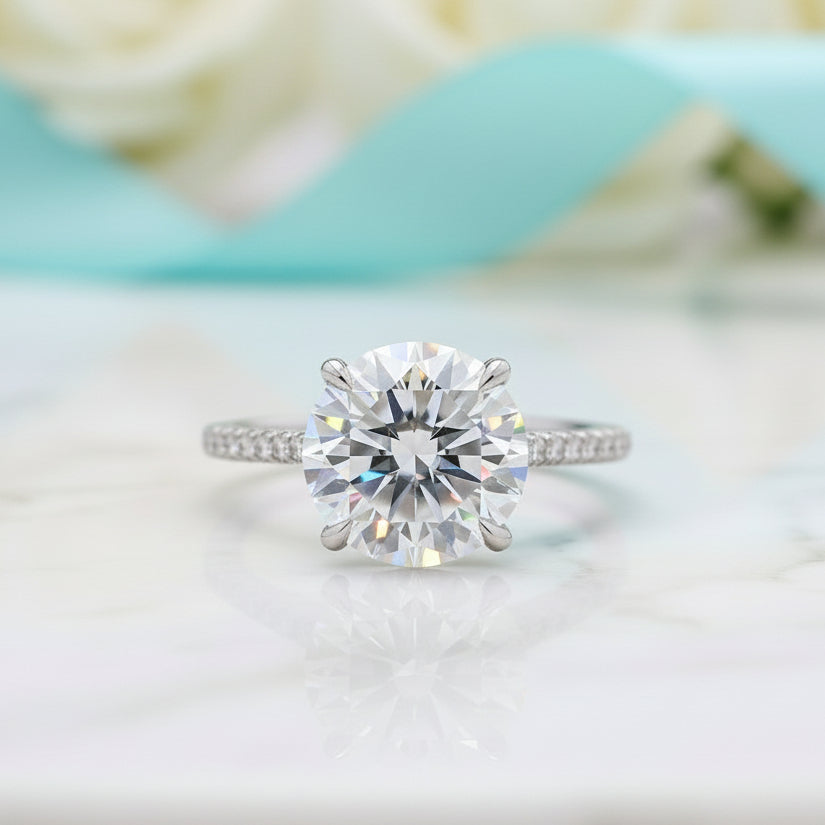 Luxurious 4.0 Ct Round Cut Diamond Option Birthstone Engagement Ring