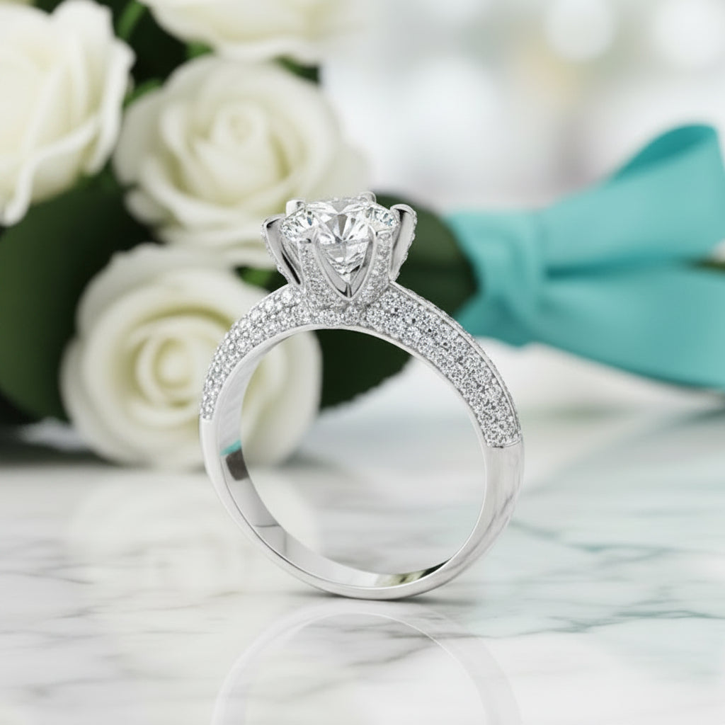 Luxury 3ct Round Diamond Wedding Ring-Evani Jewelry
