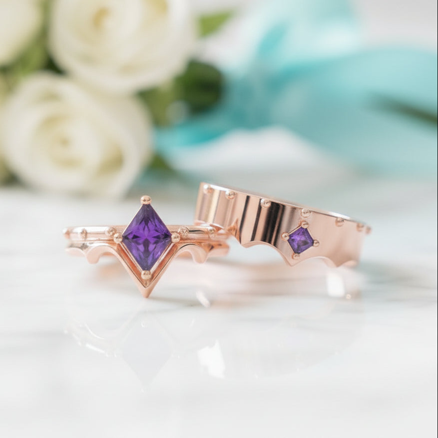 Amethyst Ring (Unisex) in 14k Rose Gold-Evani Jewelry