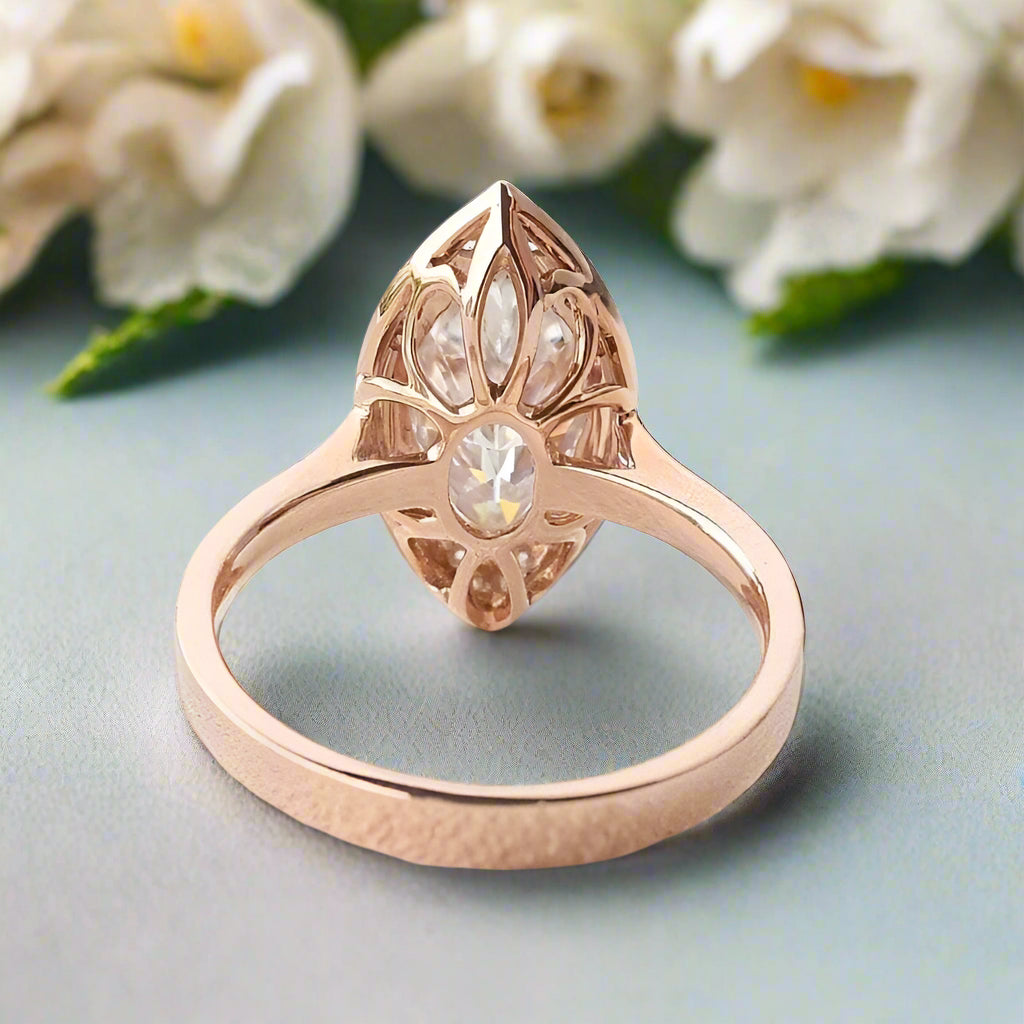 Marquise Cut 14K Rose Gold Engagement Ring-Evani Naomi Jewelry