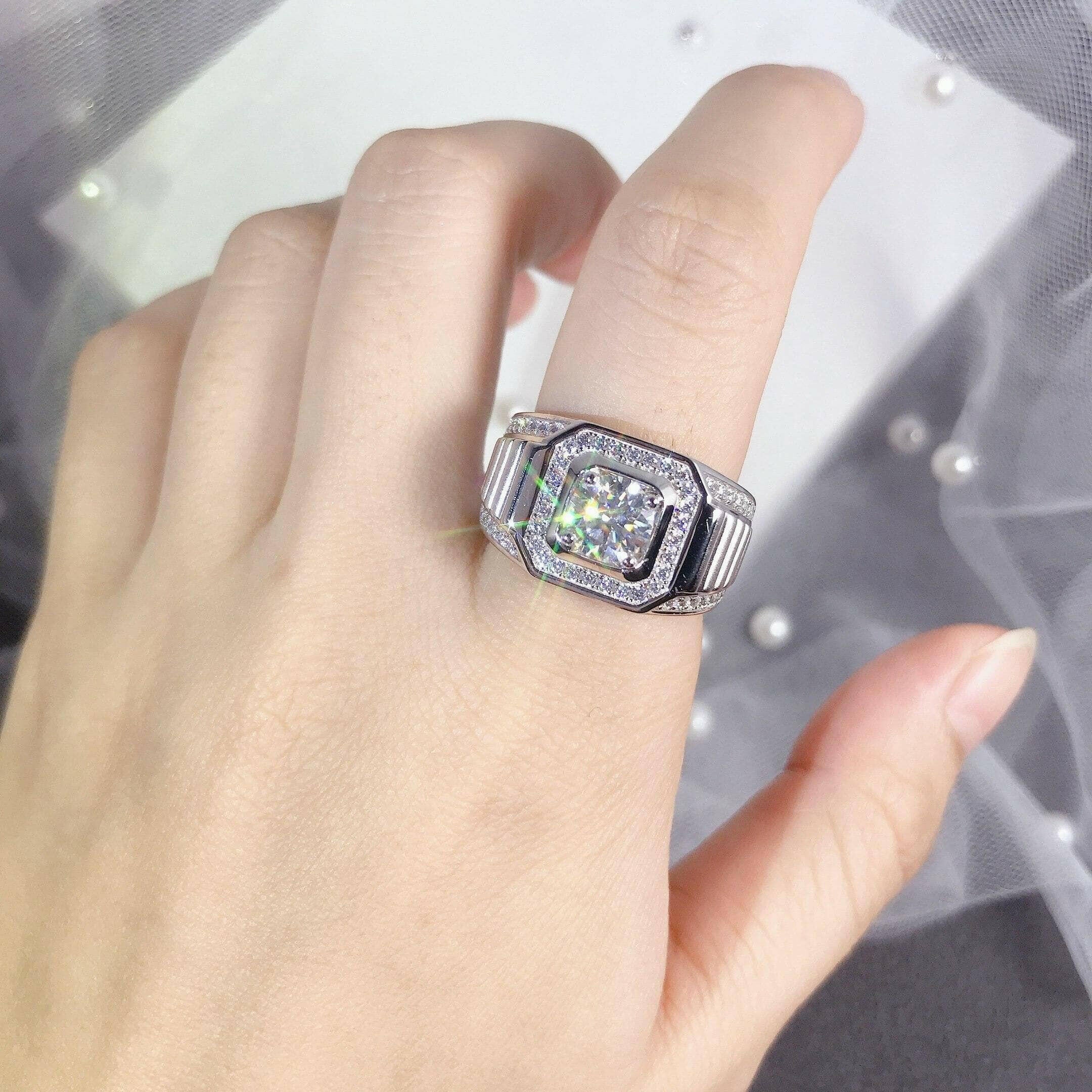 Men's 1.0 ct Round Diamond Halo Band-Evani Naomi Jewelry