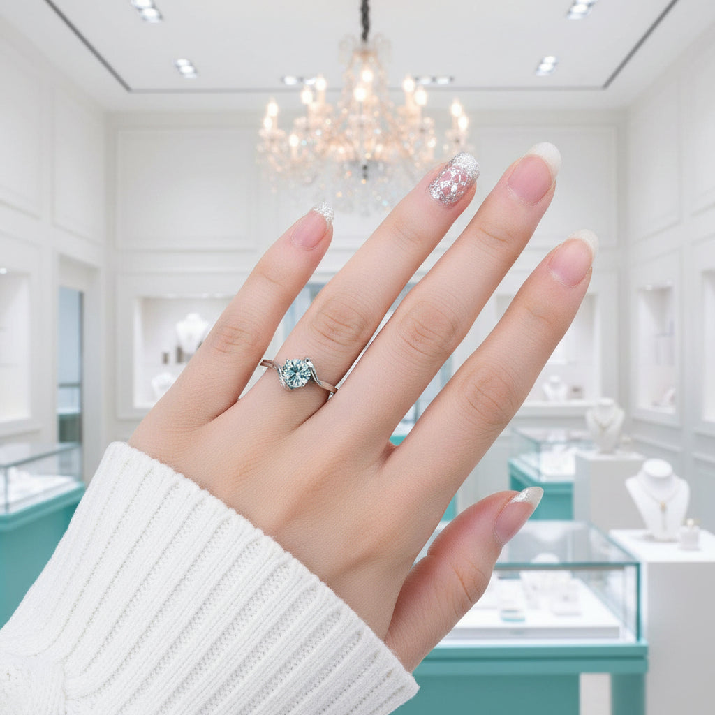 Modern Bypass 1.00 ct Round Diamond Engagement Ring-Evani Jewelry