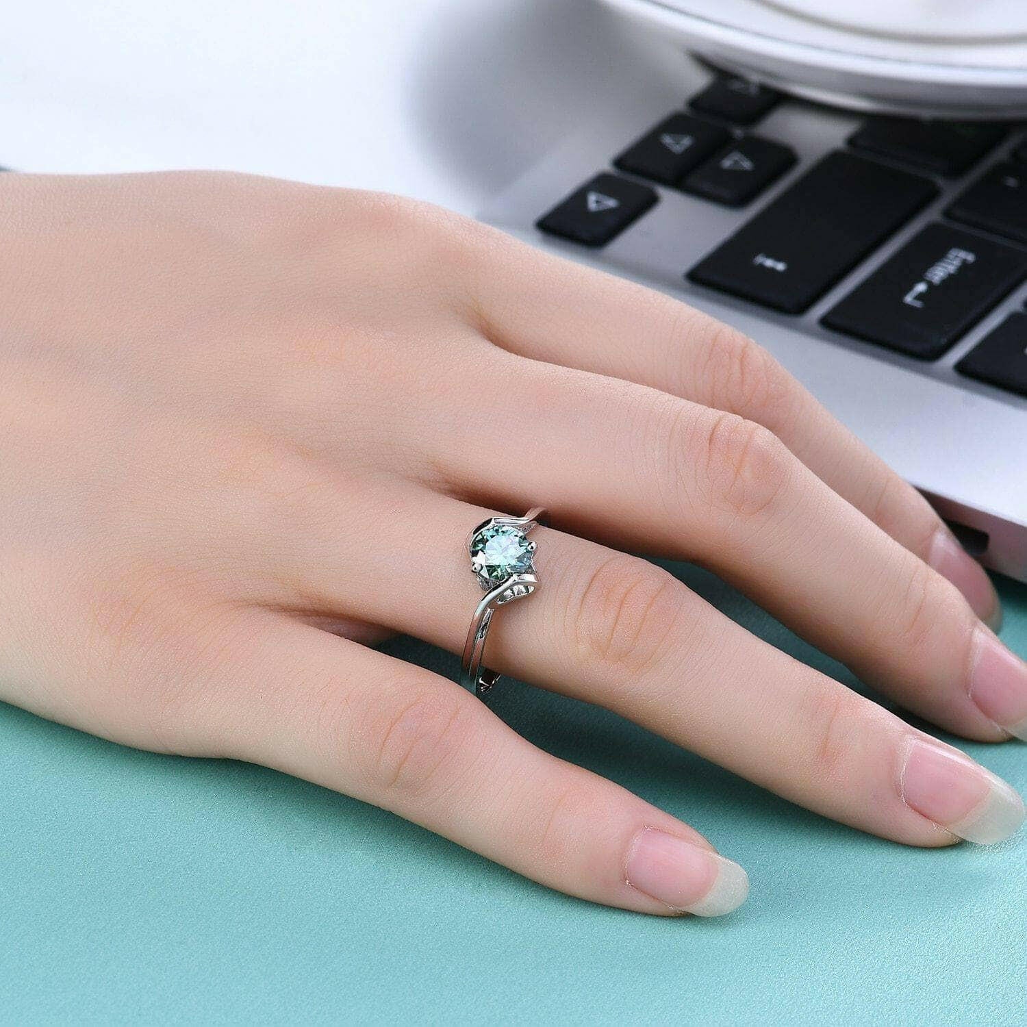 Modern Bypass 1.00 ct Round Diamond Engagement Ring-Evani Naomi Jewelry