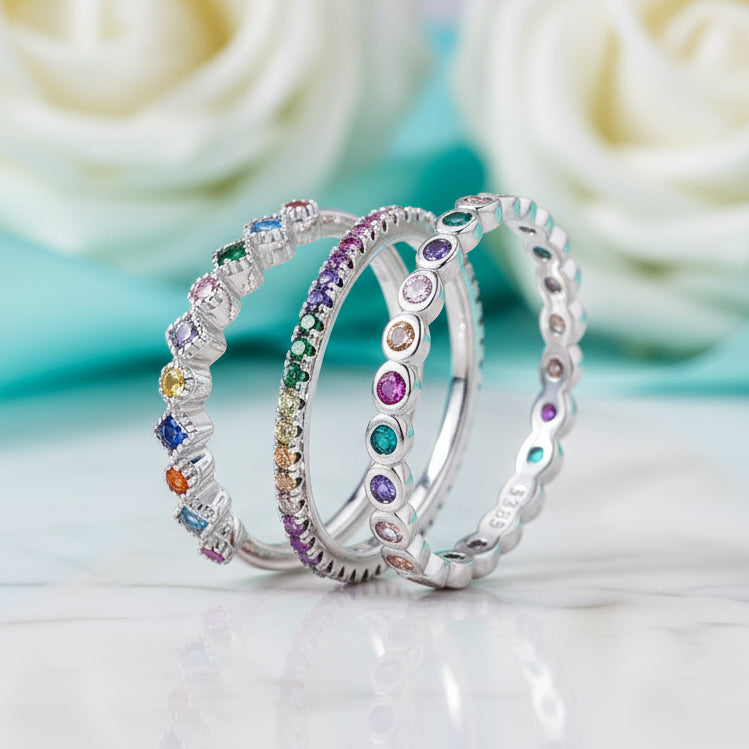 Multicolor Diamond Wedding Band-Evani Naomi Jewelry