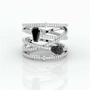 My Other Half Gothic Wedding Rings in 14k Gold Limited Coffin Shape Diamond-Evani Naomi Jewelry