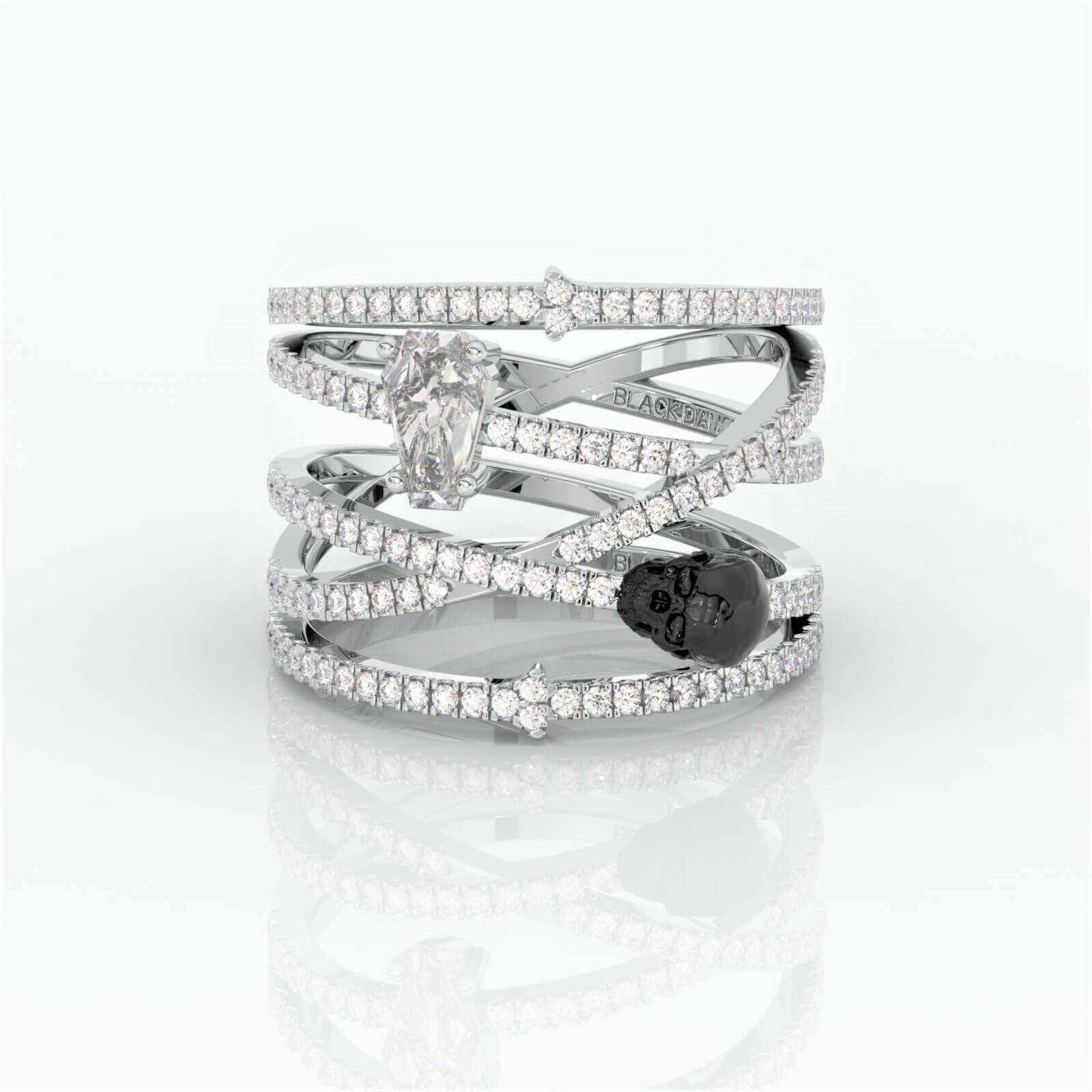 My Other Half Gothic Wedding Rings in 14k Gold Limited Coffin Shape Diamond-Evani Naomi Jewelry