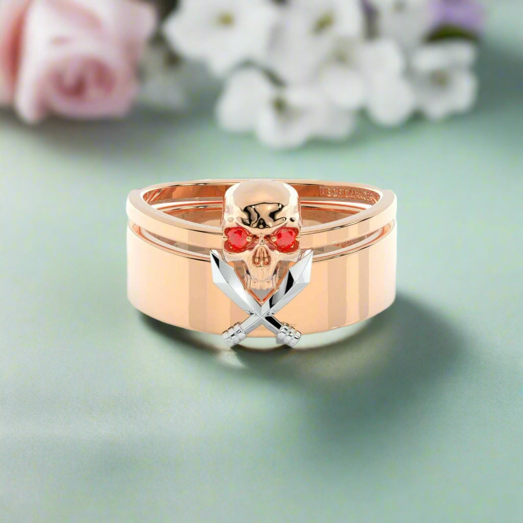 Necromancer's Couples Ring- Video Game Inspired Rings in 14k Rose Gold-Evani Naomi Jewelry