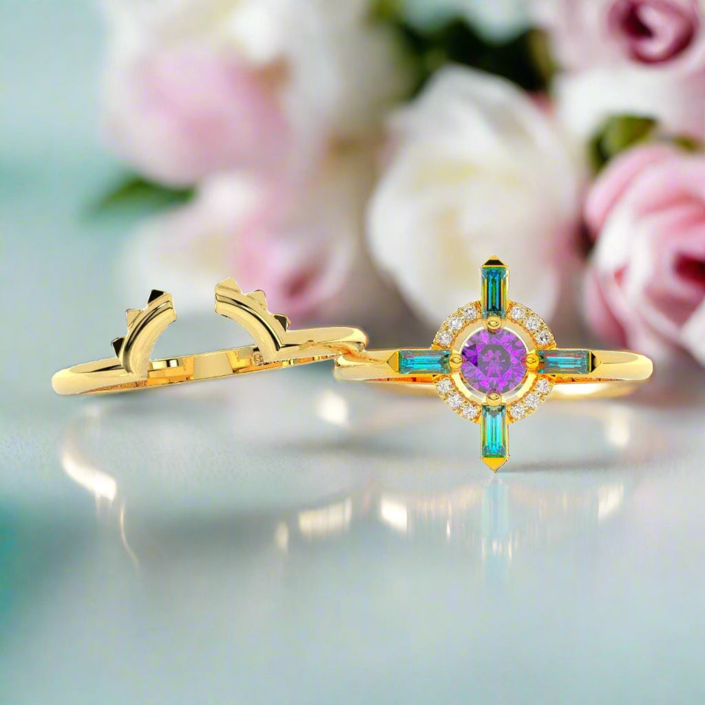 Outlaw's Ring Set- Video Game Inspired Rings in 14k Yellow Gold-Evani Naomi Jewelry