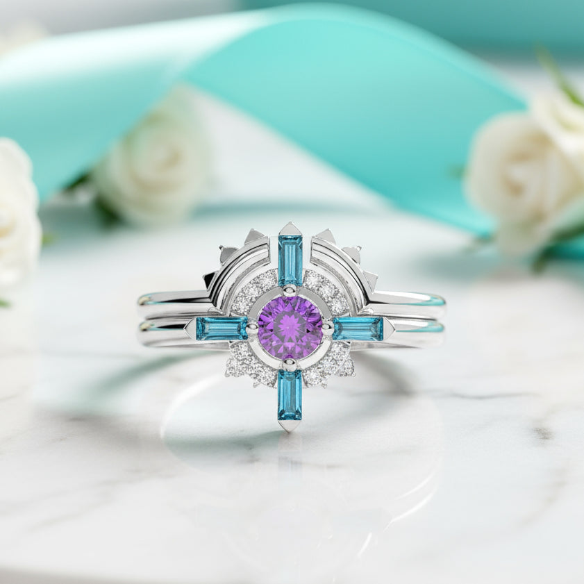 Outlaw's Amethyst Ring Set in 14k Yellow Gold-Evani Jewelry