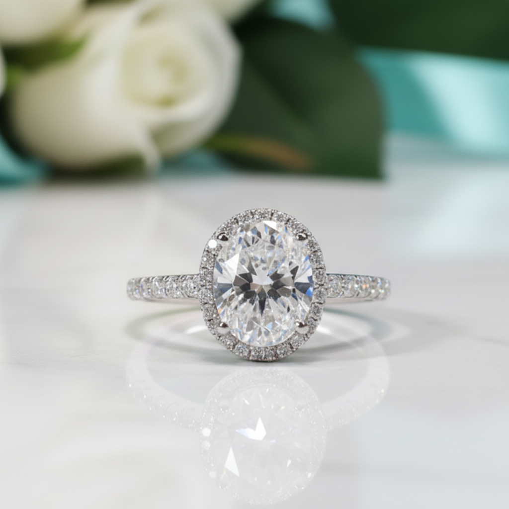Oval Cut 2ct Diamond Engagement Ring-Evani Jewelry