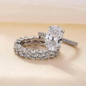Oval Cut 3.5 Ct Diamond White Gold Bridal Set-Evani Naomi Jewelry