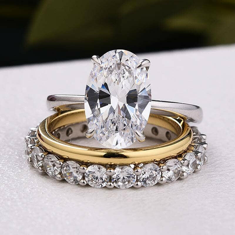 Oval Cut 3.5 ct Diamond 3-Pieces Bridal Set-Evani Naomi Jewelry