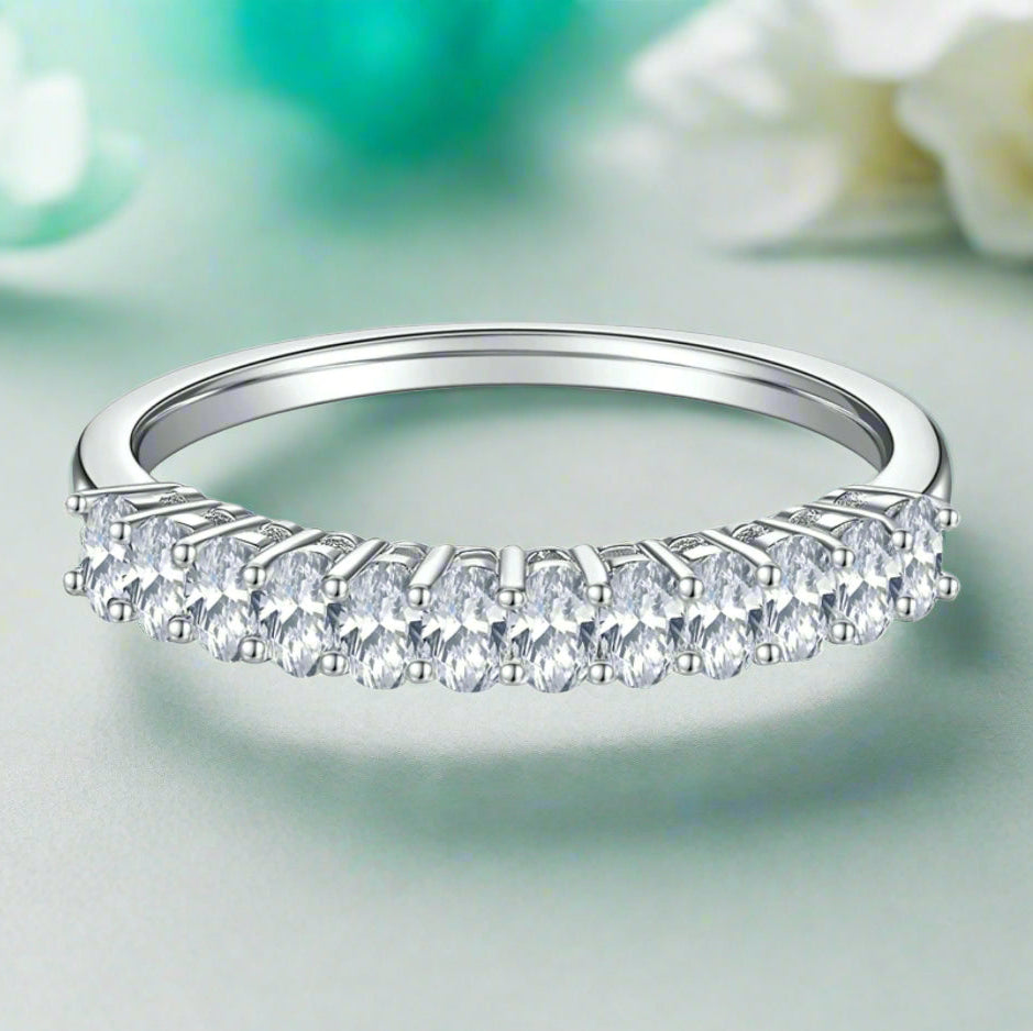 Oval-cut 1.0 ct Diamond Half Eternity Wedding Band-Evani Naomi Jewelry