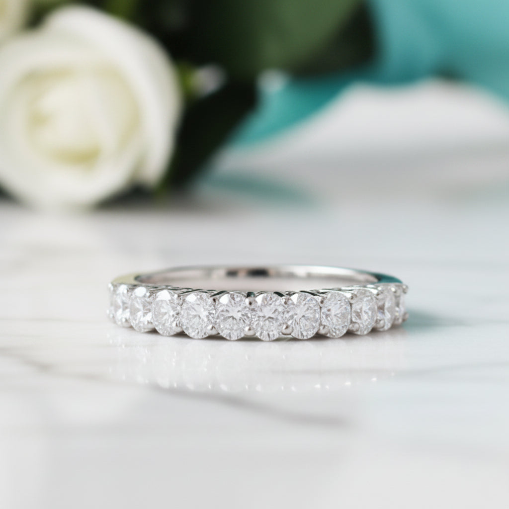 Oval-cut 1.0 ct Diamond Half Eternity Wedding Band-Evani Jewelry
