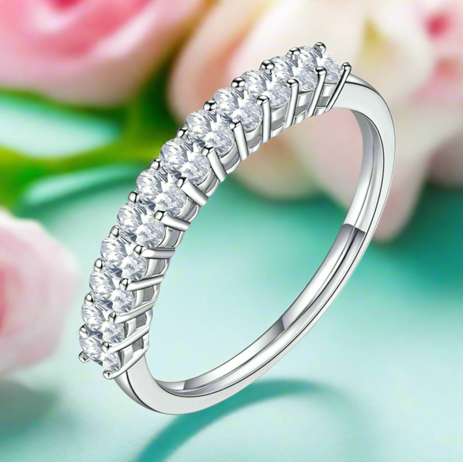 Oval-cut 1.0 ct Diamond Half Eternity Wedding Band-Evani Naomi Jewelry