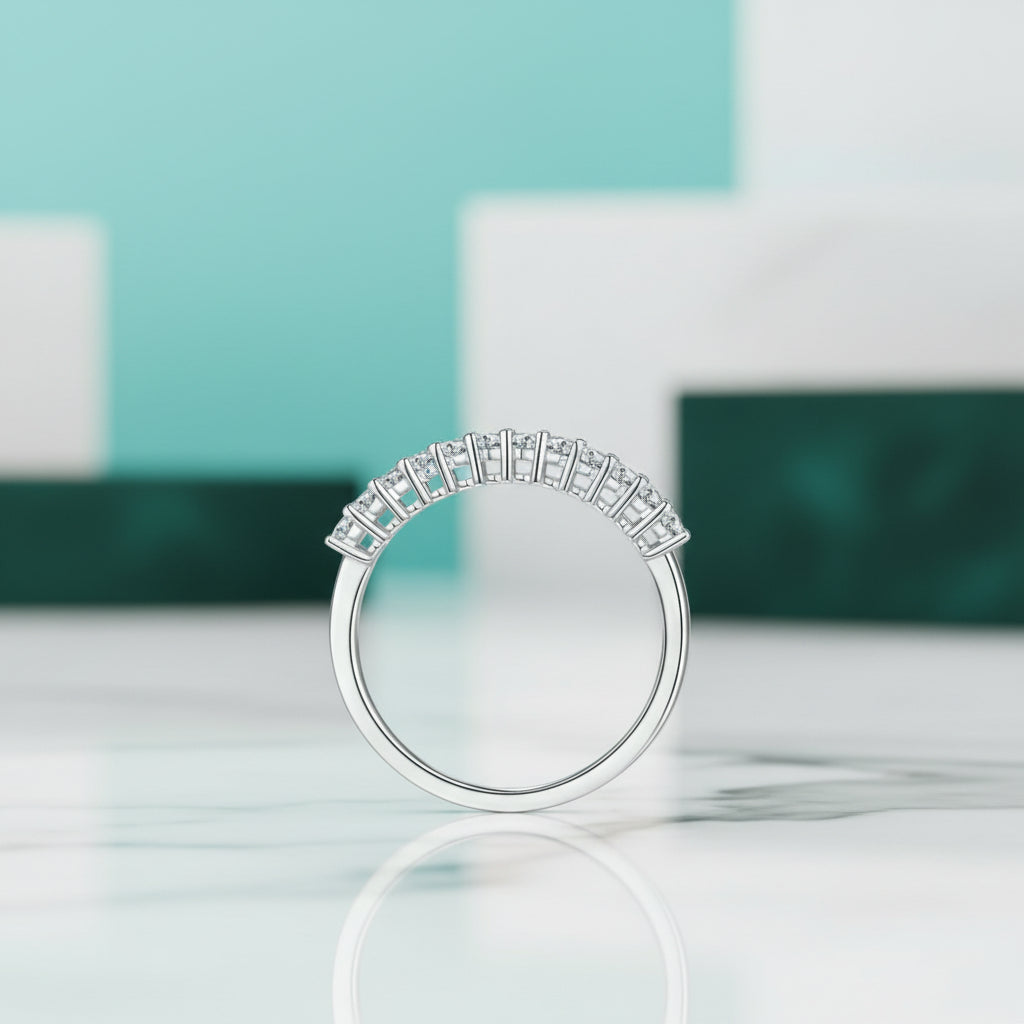 Oval-cut 1.0 ct Diamond Half Eternity Wedding Band-Evani Jewelry