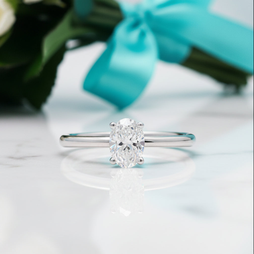 Oval-cut 1.00 ct Diamond Solitaire Engagement Ring-Evani Jewelry