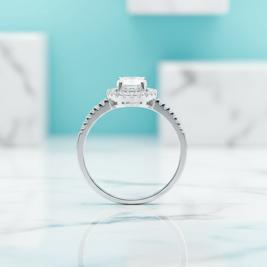 1.50 ct Oval-cut Diamond Halo Engagement Ring-Evani Jewelry