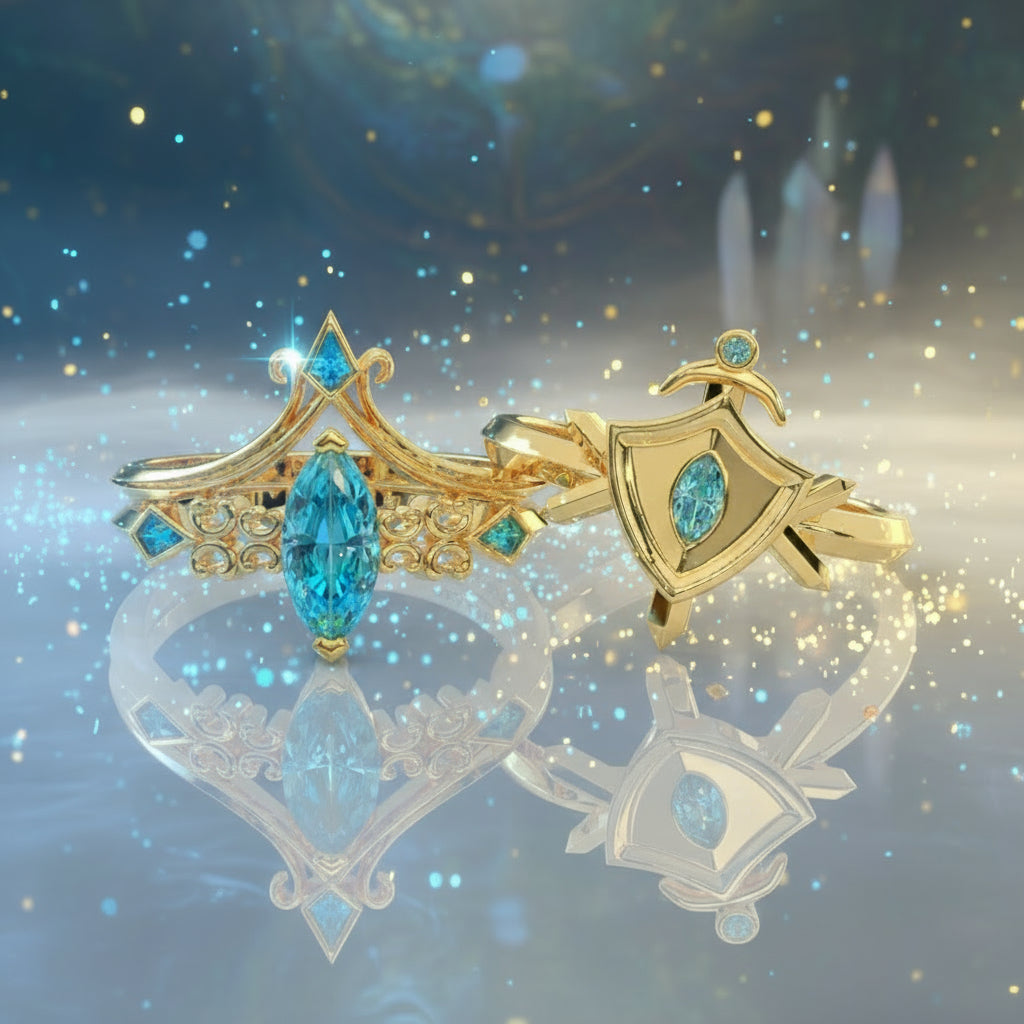 Paladin's Shield Ring (Unisex)- Video Game Inspired Rings in 14k Yellow Gold-Evani Naomi Jewelry