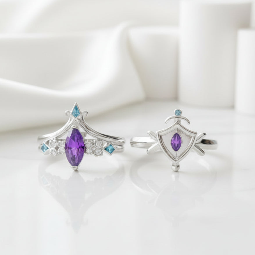 Amethyst Birthstone Ring (Unisex) in 14k Rose Gold-Evani Jewelry