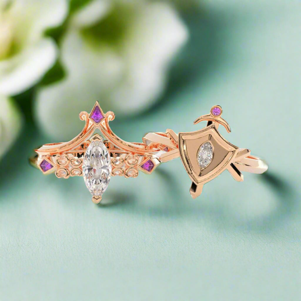 Paladin's Shield Ring (Unisex)- Video Game Inspired Rings in 14k Yellow Gold-Evani Naomi Jewelry