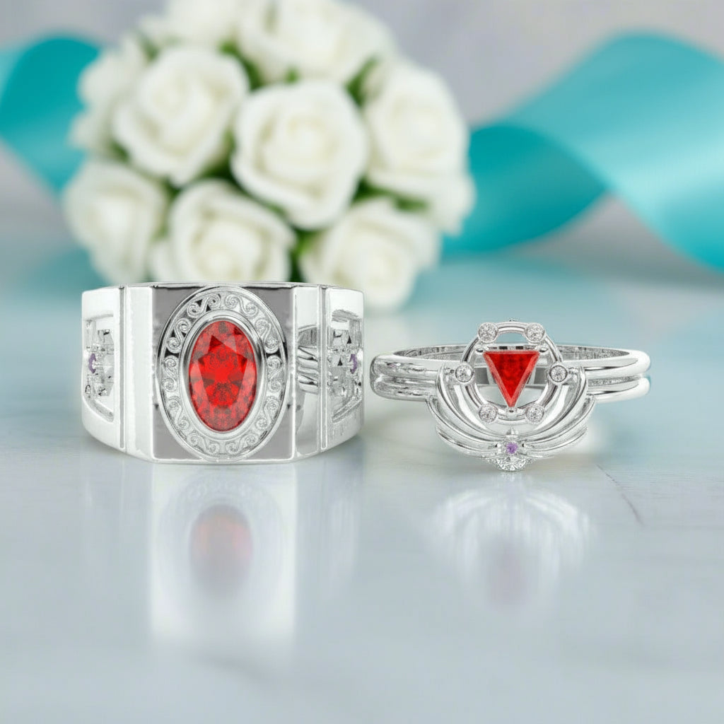 Ruby Birthstone Ring Set in 14k Yellow Gold-Evani Jewelry