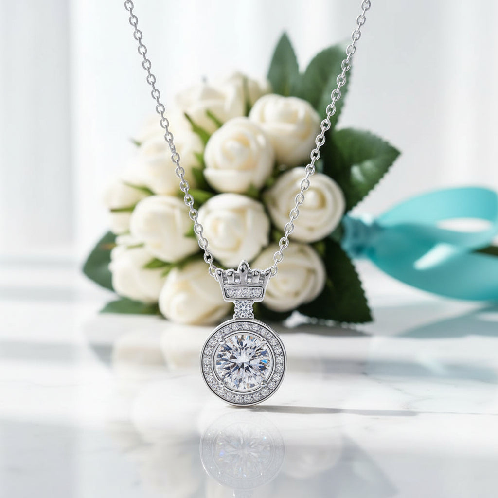 Princess Crown 1.0 ct Diamond Necklace-Evani Jewelry