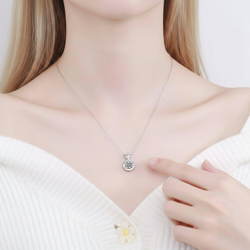 Princess Crown 1.0 ct Diamond Necklace-Evani Jewelry