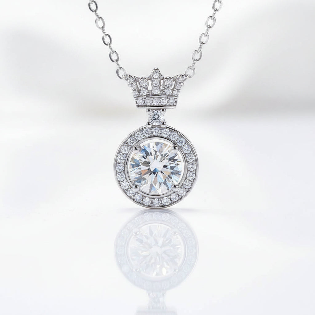 Princess Crown 1.0 ct Diamond Necklace-Evani Jewelry