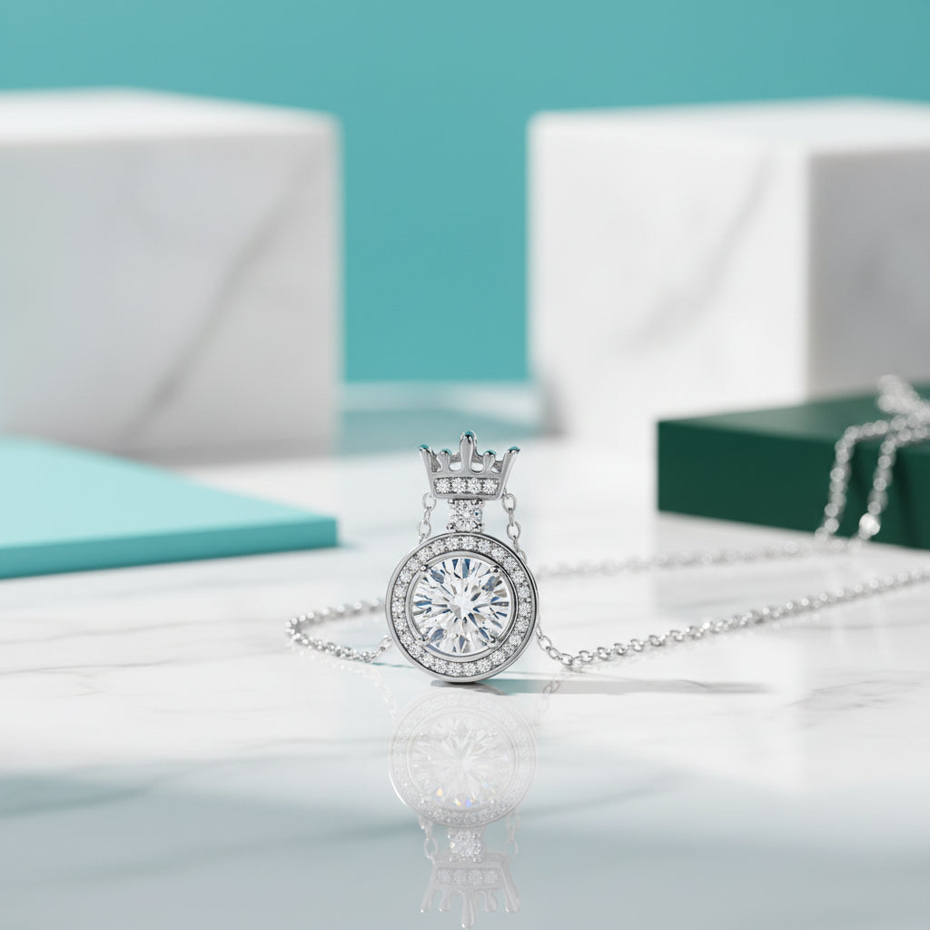 Princess Crown 1.0 ct Diamond Necklace-Evani Jewelry