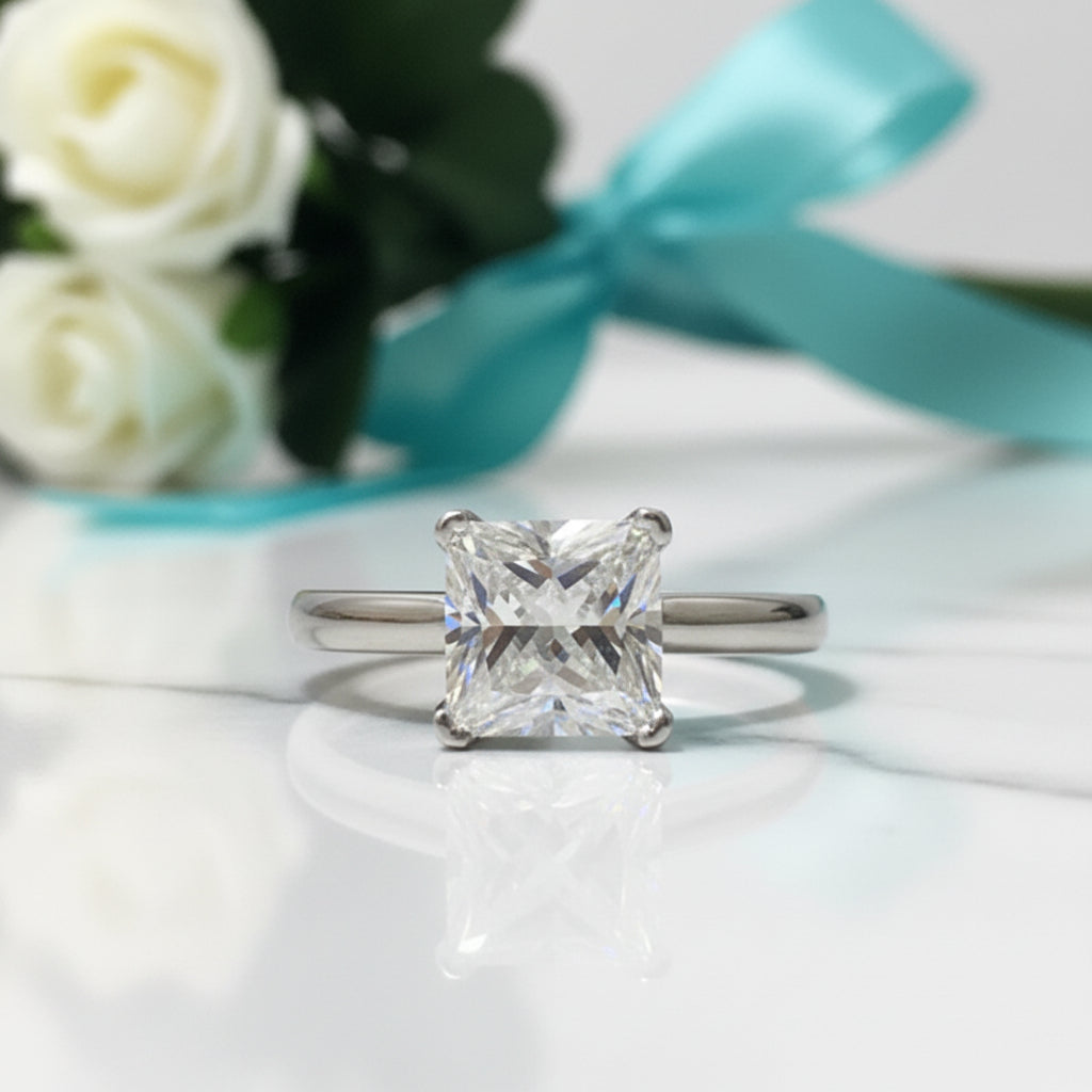 Princess Cut 1ct Sparkling Diamond Classic 4 Claw Engagement Ring-Evani Jewelry