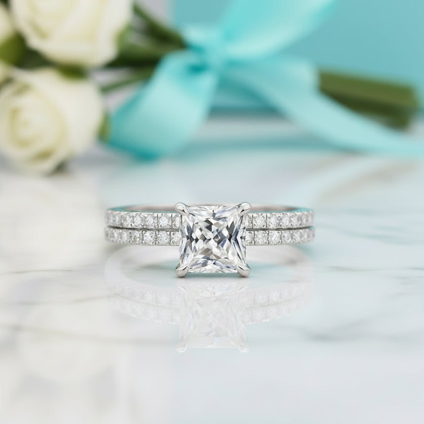 Princess-cut 1.0 ct Diamond Ring Set-Evani Jewelry