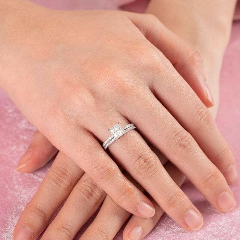 Princess-cut 1.0 ct Diamond Ring Set-Evani Naomi Jewelry