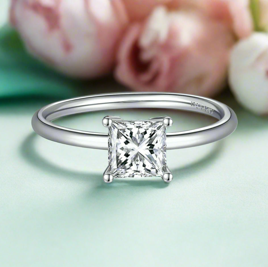 Princess-cut 1.00 ct Diamond Solitaire Engagement Ring-Evani Jewelry