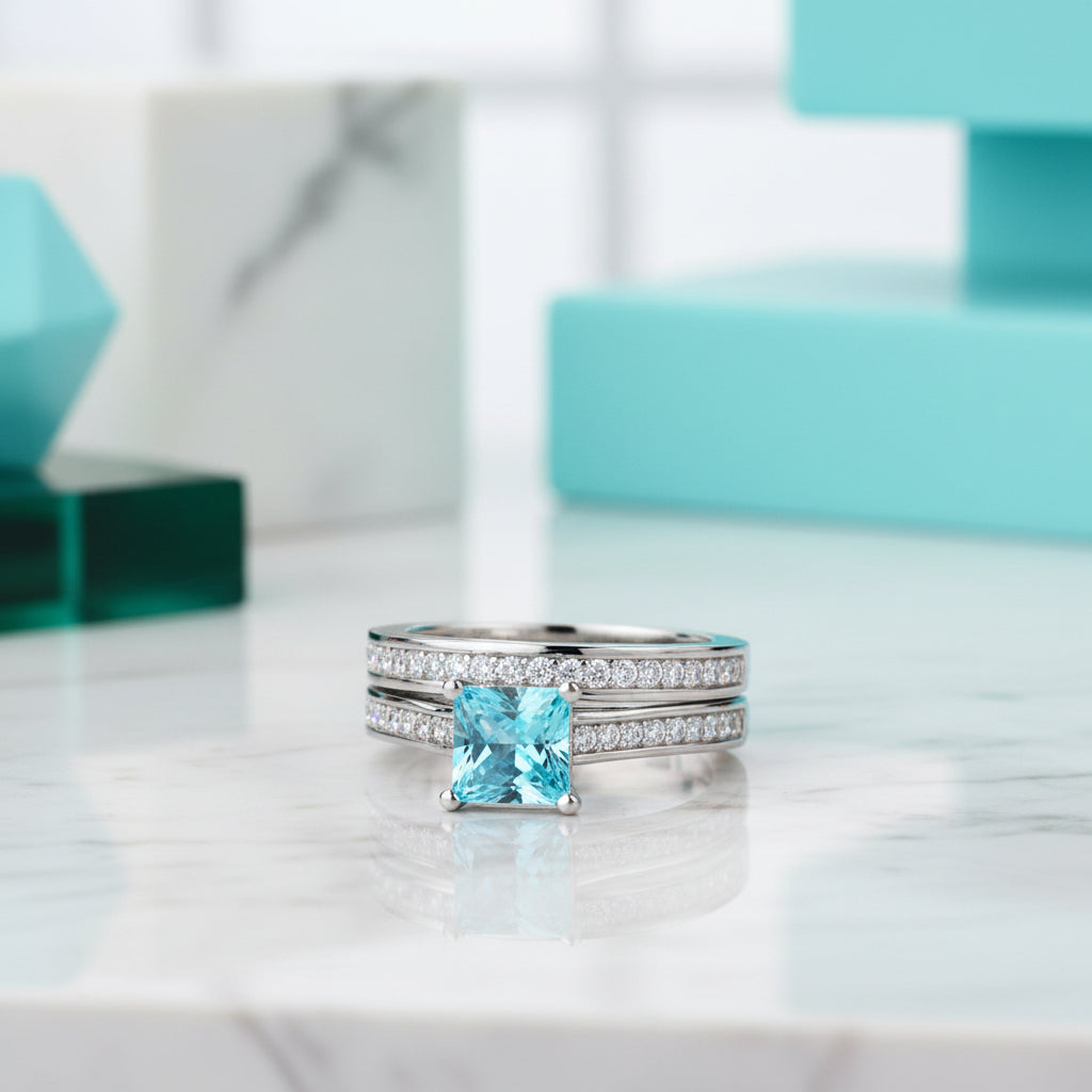 Princess-cut 1.5 ct Diamond Wedding Ring Set-Evani Jewelry