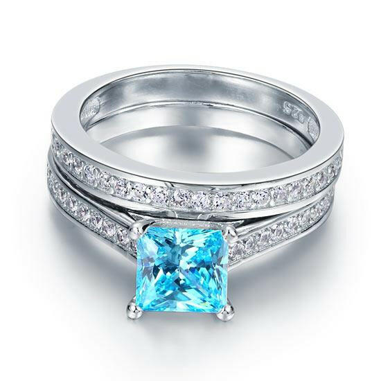 Princess-cut 1.5 ct Diamond Wedding Ring Set-Evani Naomi Jewelry