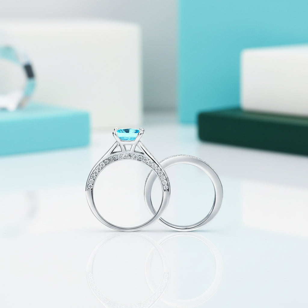 Princess-cut 1.5 ct Diamond Wedding Ring Set-Evani Jewelry