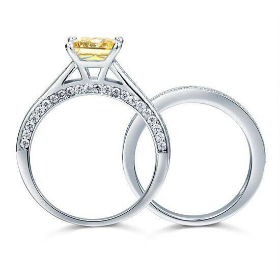 Princess-cut 1.5 ct Diamond Wedding Ring Set-Evani Naomi Jewelry