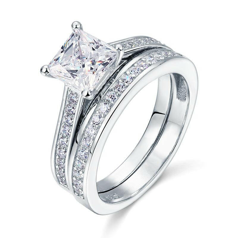 Princess-cut 1.5 ct Diamond Wedding Ring Set-Evani Naomi Jewelry