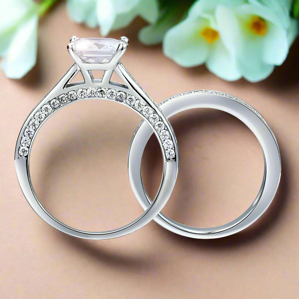 Princess-cut 1.5 ct Diamond Wedding Ring Set-Evani Naomi Jewelry