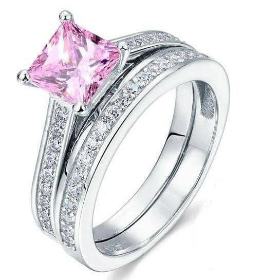 Princess-cut 1.5 ct Diamond Wedding Ring Set-Evani Naomi Jewelry