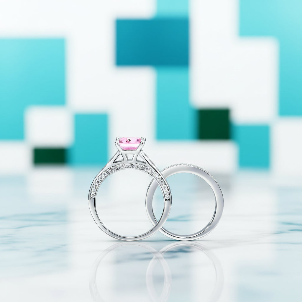 Princess-cut 1.5 ct Diamond Tourmaline Birthstone Engagement Ring Set-Evani Jewelry