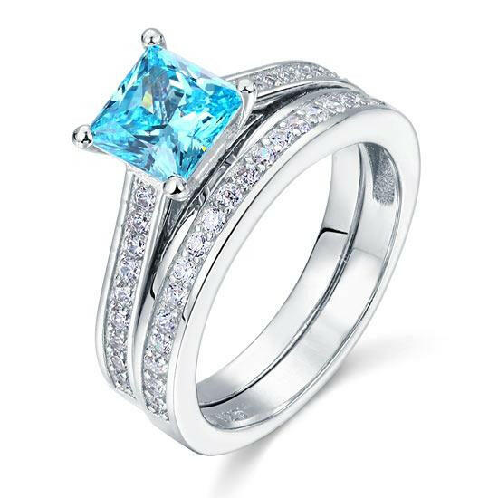 Princess-cut 1.5 ct Diamond Wedding Ring Set-Evani Naomi Jewelry