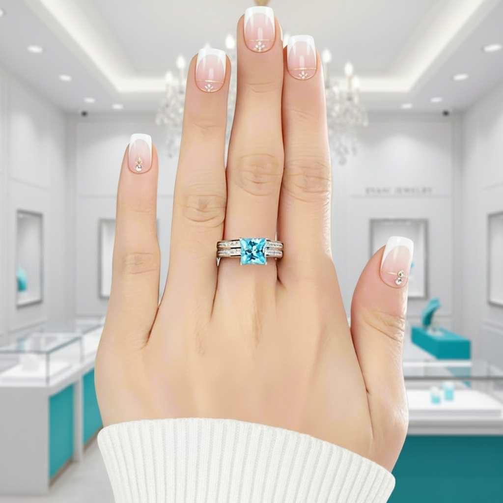 Princess-cut 1.5 ct Diamond Wedding Ring Set-Evani Jewelry