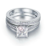 Princess-cut 1.5 ct Diamond Wedding Ring Set-Evani Naomi Jewelry