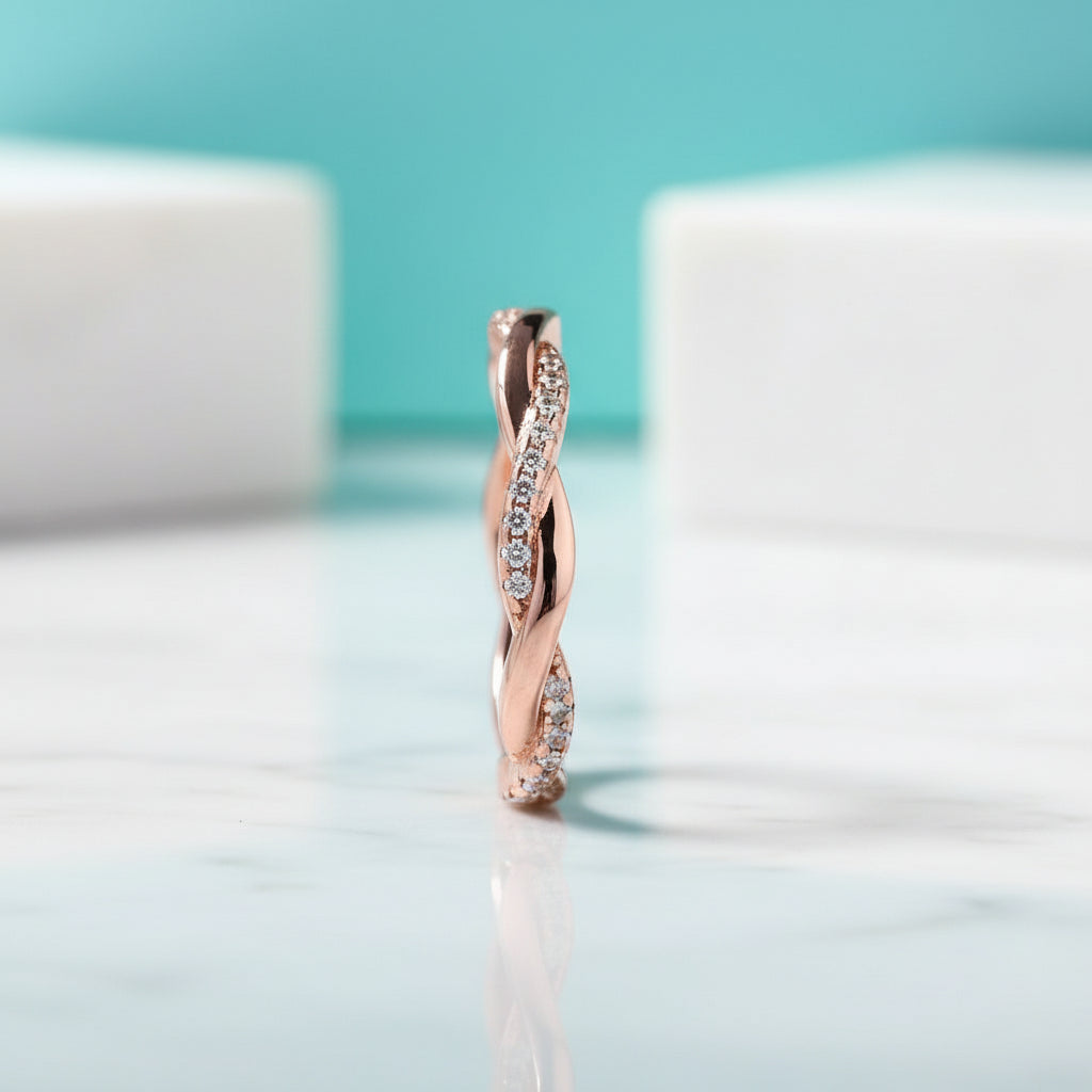 0.8ct Rose Gold Infinity Twist Wedding Band-Evani Jewelry