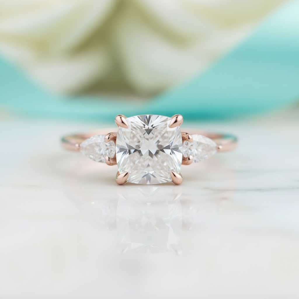 Rose Gold 2.0ct Cushion Cut Diamond Engagement Ring-Evani Jewelry