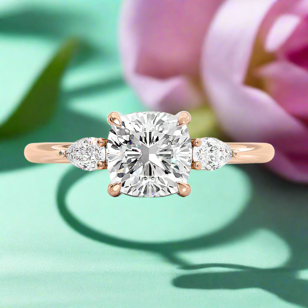 Rose Gold 2.0ct Cushion Cut Diamond Engagement Ring-Evani Naomi Jewelry